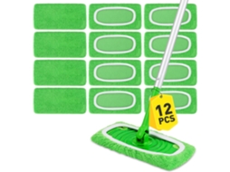 12 Panos De Esfregona De Microfibra Reutilizáveis, Compatíveis Com Esfregonas De Varrer, Recargas Para Esfregonas Húmidas E Secas.