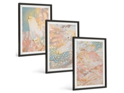 Conjunto De Pinturas Padrões Abstratos Em Tons Pastel Espelharte (3 Peças 40x60 Cm)