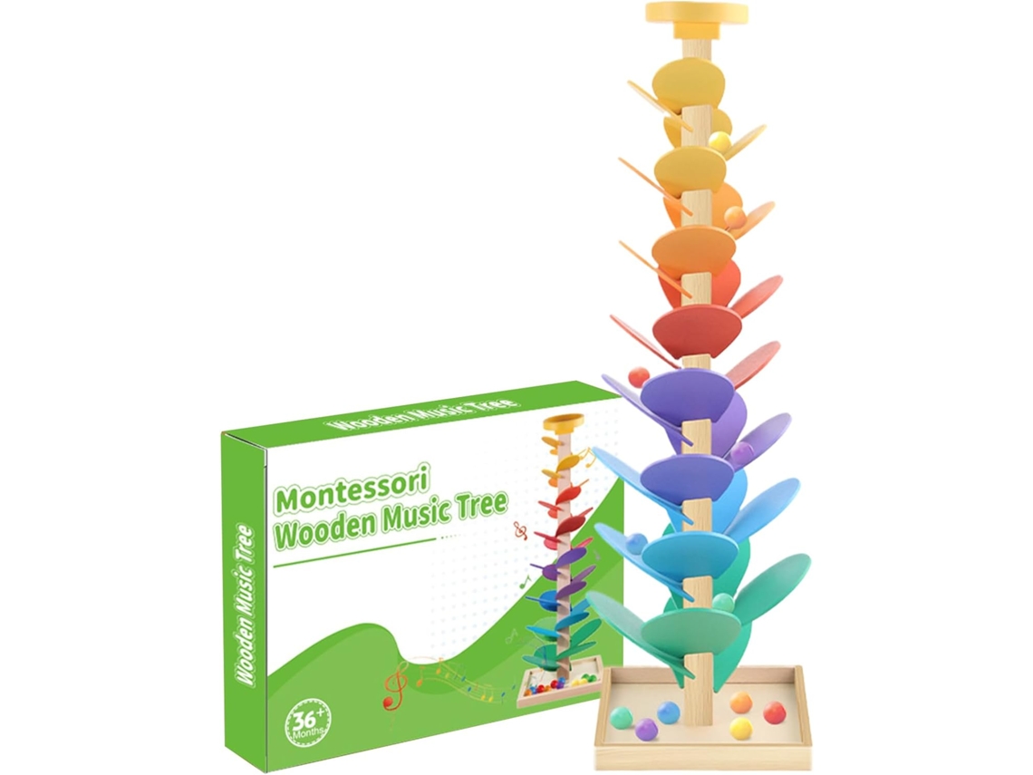 Jogo De Pista De Bolinhas De Gude Árvore Arco Íris Musical Com Blocos De Montar Folhas E Pista D Gokoco