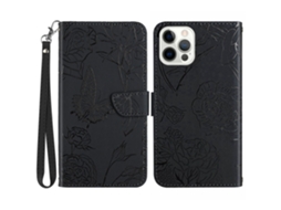 Capa Pega Para Iphone 15 Pro Max Pele Sintética Preto