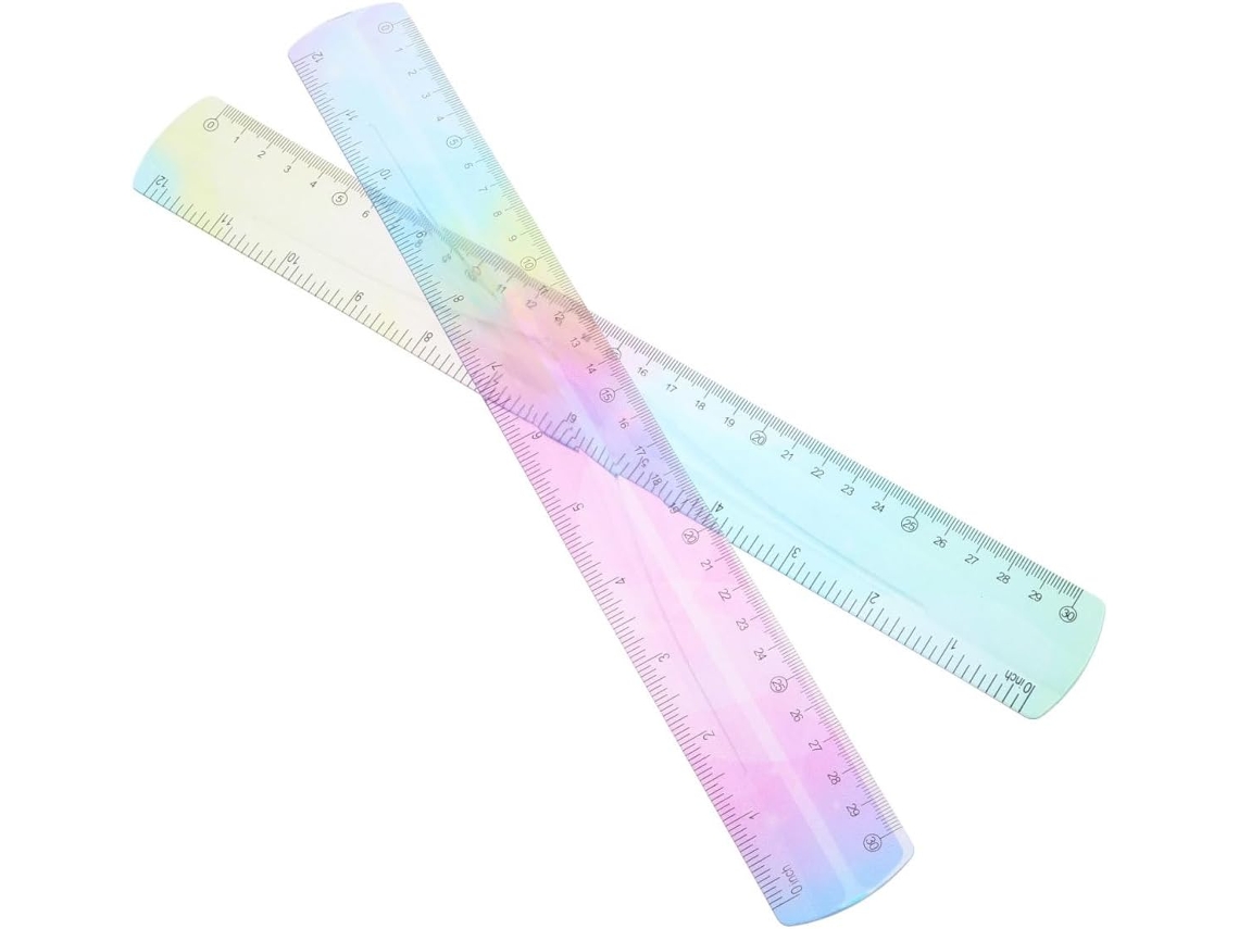 Régua Flexível De Plástico Veemoon De 30 Cm, Colorida E Macia