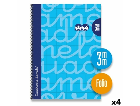 Conjunto De Cadernos Lamela Azul Din A4 80 Folhas 21,5 X 31,5 Cm 5 Peças (4 Unidades)