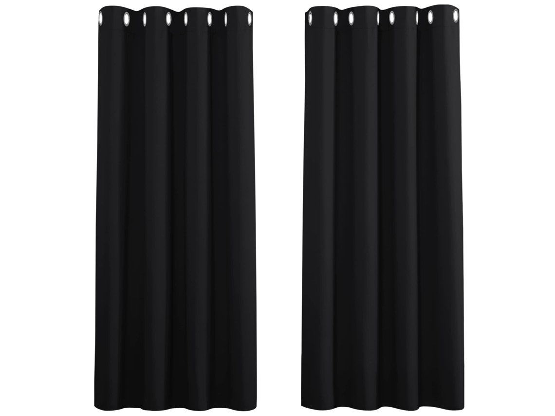 Cortinas Blackout Para Quarto - Cortina Dupla Com Isolamento Térmico Para Janela Home / Tecido Reforçado E Sólido, Conjunto De 2, 100 X A 200 Cm, Pret
