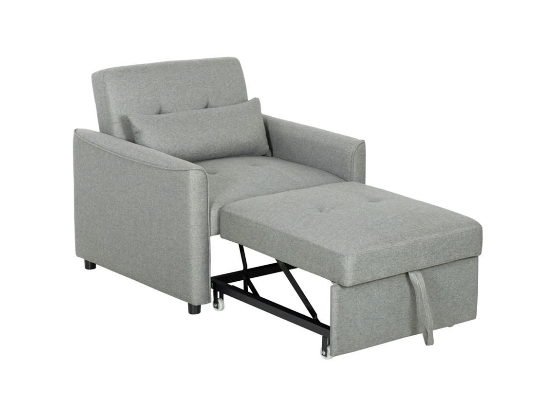 Sofá-cama 3 Em 1, Cor Cinza, Com Catifável Com Encosto Ajustável