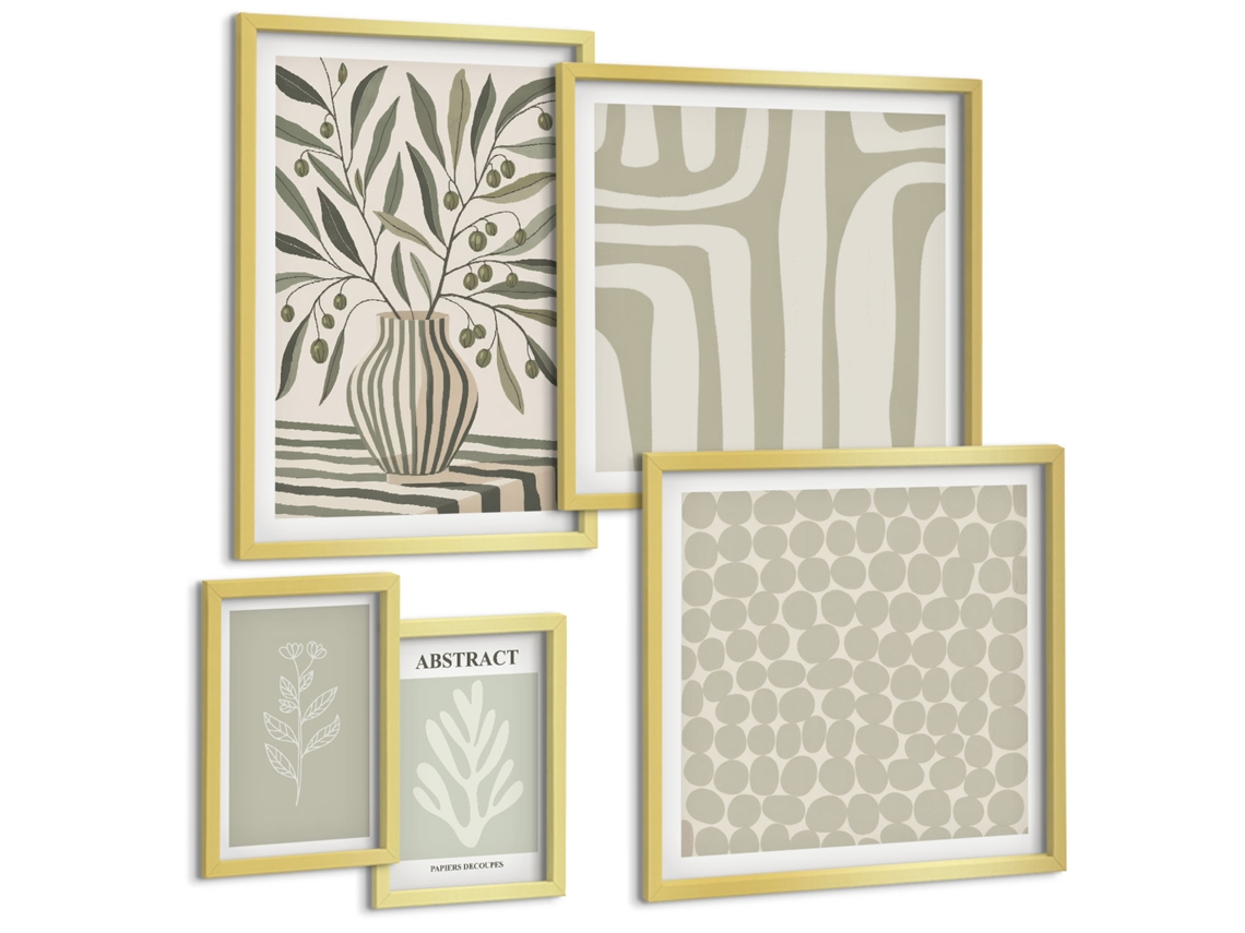 Quadros Decorativos Para Parede Detalhes Em Vermelho, Londres Moldura Dourada Quadros Para A Sala De Estar Espelharte (conjunto De 5 Imagens)