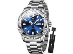 Lurelia Relógio Masculino, Data/calendário, Luminoso, Aço Inoxidável, Vidro Mineral, Resistente À Água 30m, Azul