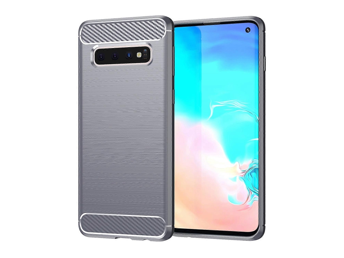 Capa De Tpu Com Textura Escovada Em Fibra De Carbono Para Galaxy S10