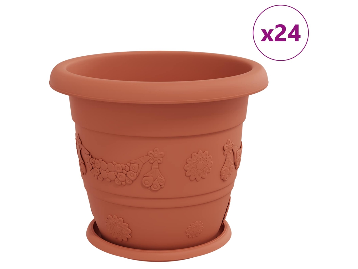 Conjunto 24 Plástico Vidaxl Vermelho Plástico (ø 34 X 28 Cm)