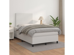 Cama Com Molas/colchão 120x200 Cm Couro Artificial Branco