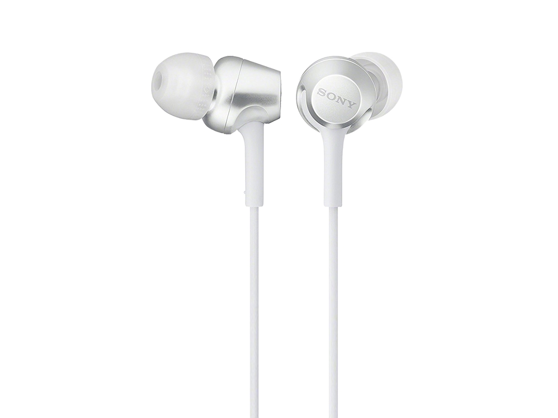 Fones intra-auriculares Sony MDR EX255AP com microfone, controle remoto, graves e cabos antienredos | S/MARCA
