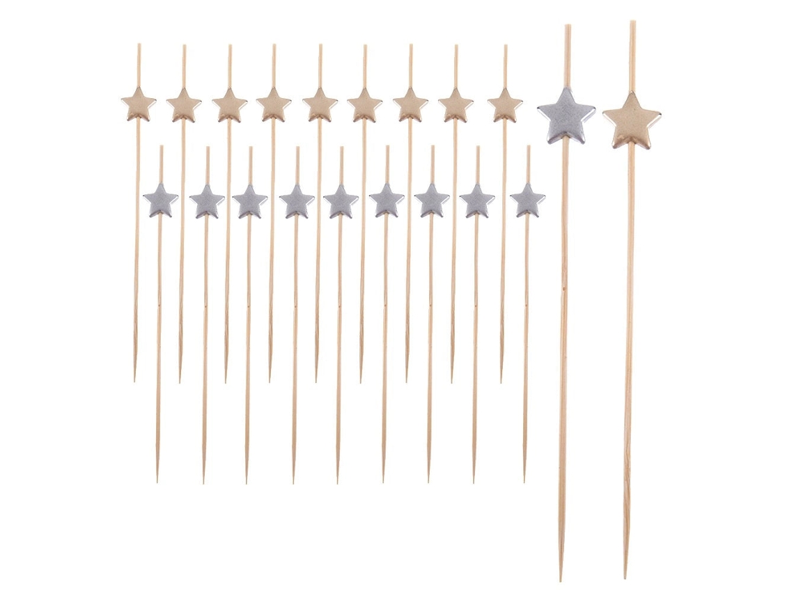 Palitos De Cocktail Em Bambu Com Estrela, 12 Cm, 20 Unidades