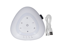 Ats máquina de Ruído Branco Portátil Multifuncional com Música Suave e Luz Quente para Bebês, Dormitório, Lar Preto