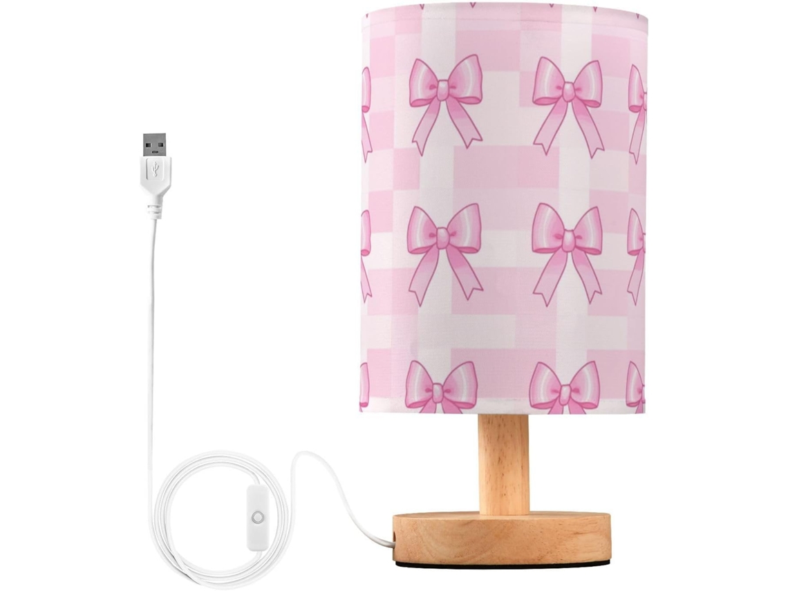 Abajur De Cabeceira Rosa Kcldeci Com Laços Para Quarto, Fazenda Style, Mesa De Cabeceira, Luminária De Mesa Para Sala