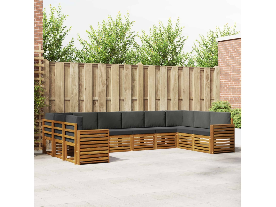 Vidaxl Conjunto De Sofás Para Exterior 10 Unid. Natural E Antracite