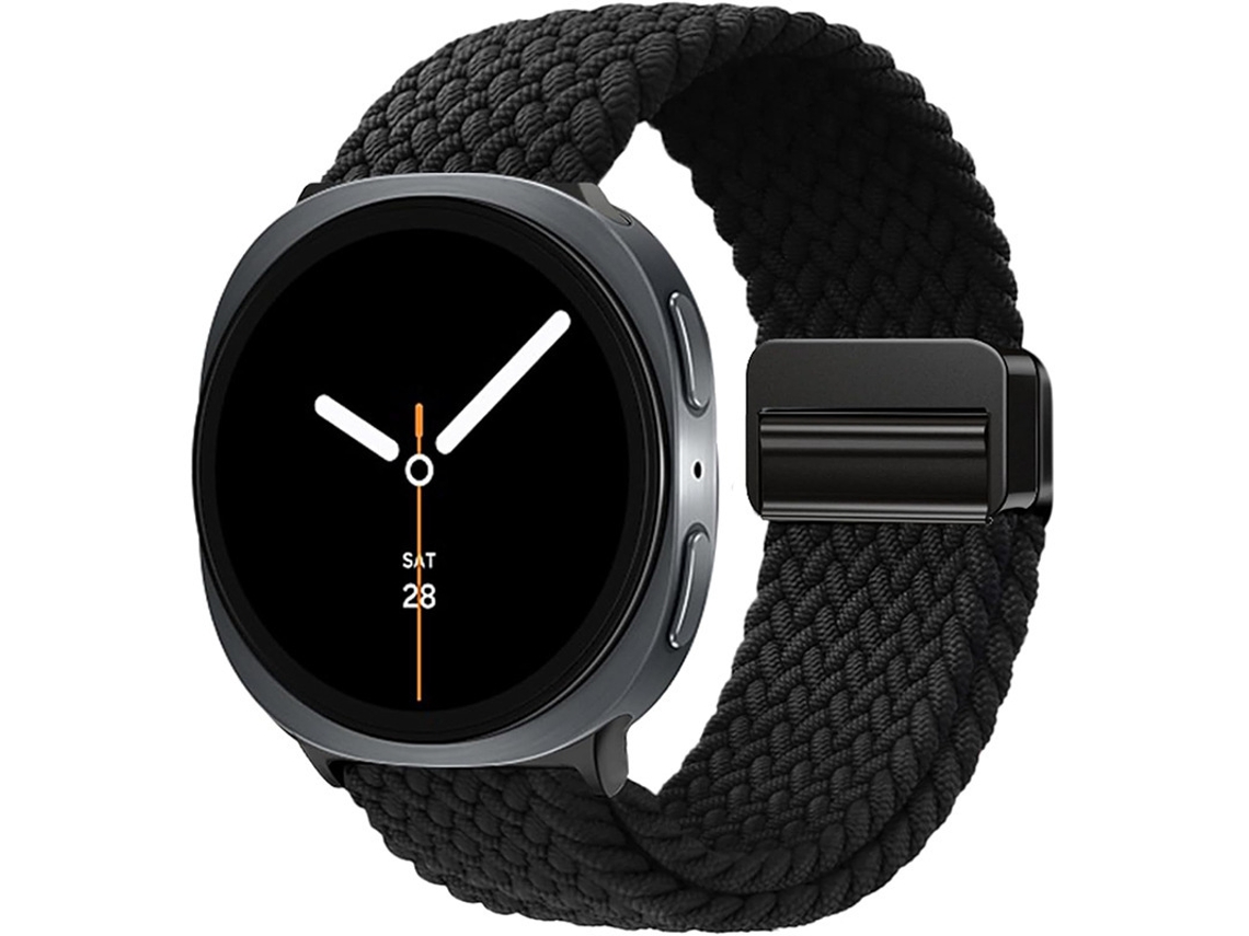Pulseira Desportiva Elástica Em Nylon Entrançado Para Samsung Galaxy Watch 9 40mm 44mm, Com Fecho Magnético. Preto Hexinyigjly