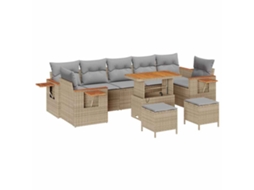 Maison Exclusive - Conjunto De Sofá De Jardim 10 Pcs Bege E Cinza Claro