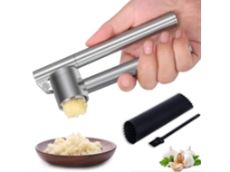 Prensa de Ajo 304 Acero Inoxidable Con Pelador Desmontable Resistente a La Corrosión Eficiente Y Fácil de Limpiar