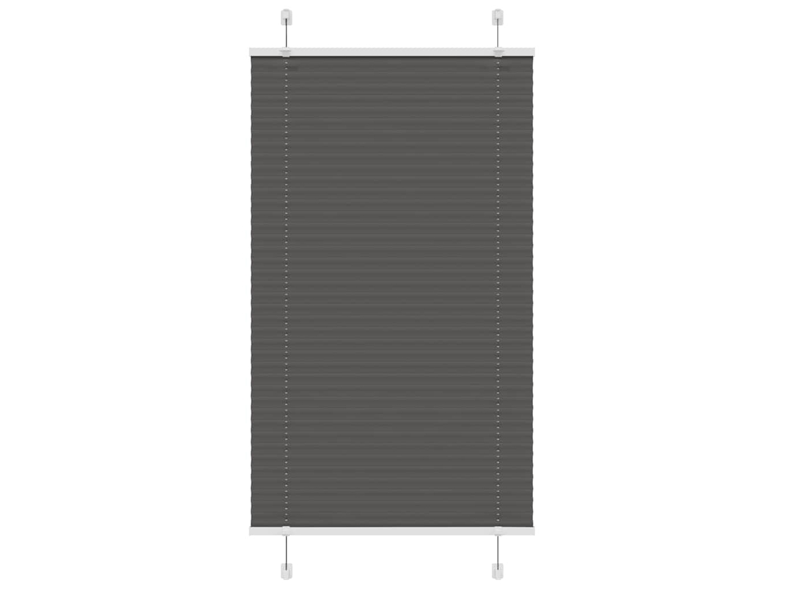 Vidaxl Preto Plissada Cega 75x150 Cm Largura Tecido 74,4 Cm Poliéster