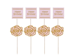 8pcs Topper De Cupcake Com Letras Rosas