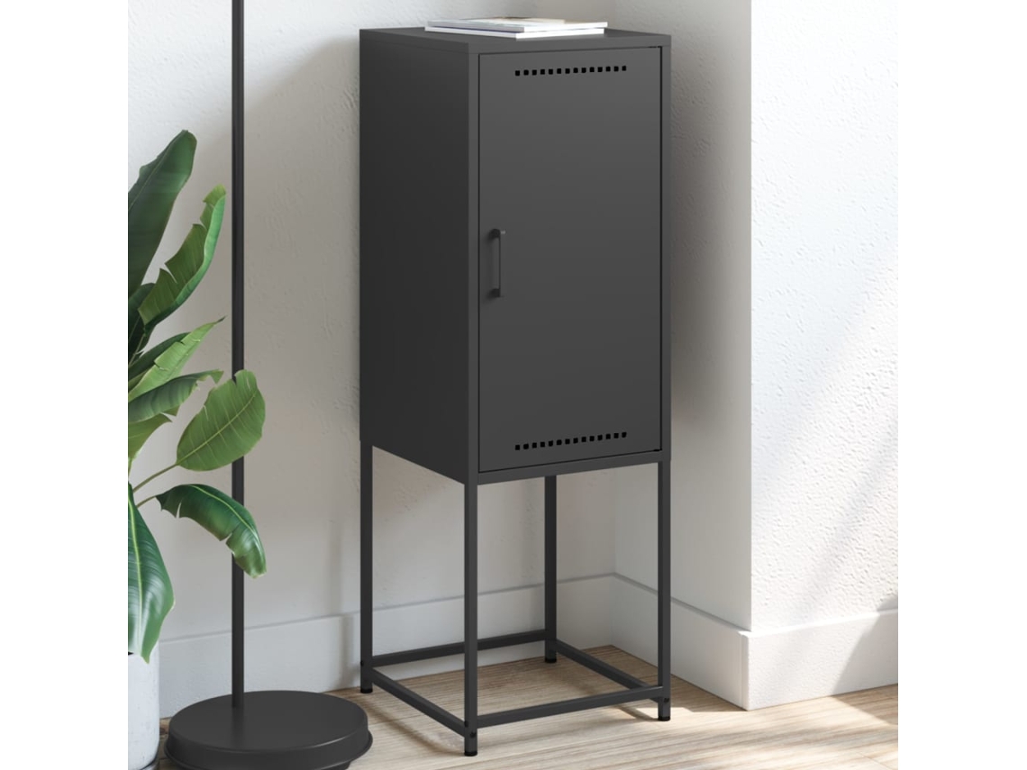 Vidaxl Aparador Alto 36x39x107 Cm Aço Preto