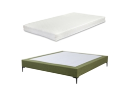 Cama com Colchão de Casal Lilla [EN.CASA] Veludo Verde (180x200cm)