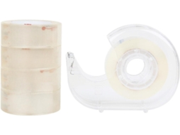 5 rolos de fita adesiva de 18 mm com dispensador anti-desperdício para mesa