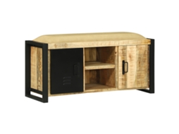 Conjunto 1 Banco De Arrumação Vidaxl Castanho Madeira De Mangueira Maciça (100 X 35 X 50 Cm)