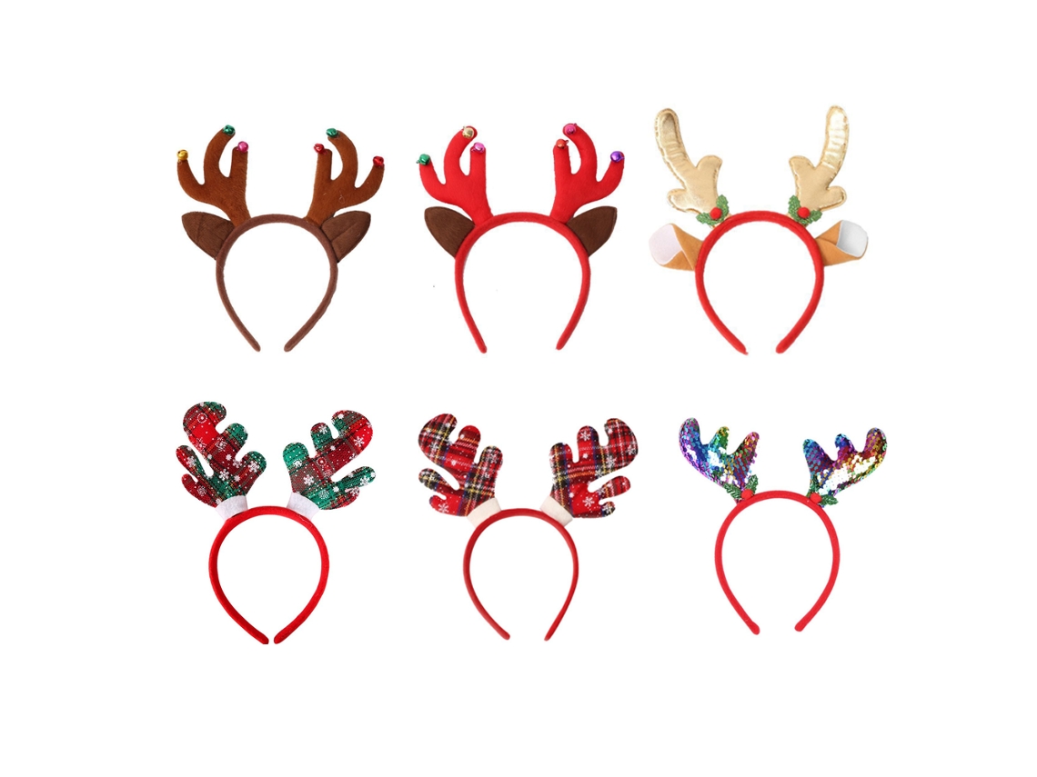 6 Tiaras de Natal Acessórios Divertidos para Festas e Jantares RNEMITERY
