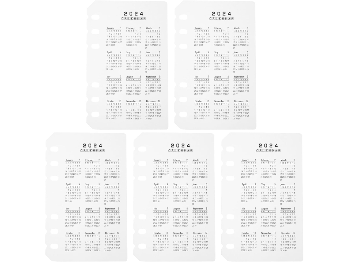 Divisórias Para Caderno A6, 5 Peças, Pp Fosco, Transparente, Separador de Páginas, Calendário 2024, Organizador Prático