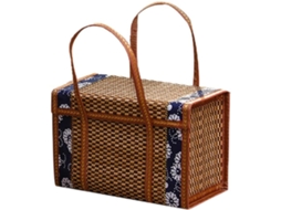 Cesta De Piquenique De Vime Trançado Com Alça Dobrável Para Frutas, Compras, Alça De Rattan, Grama, Gokoco