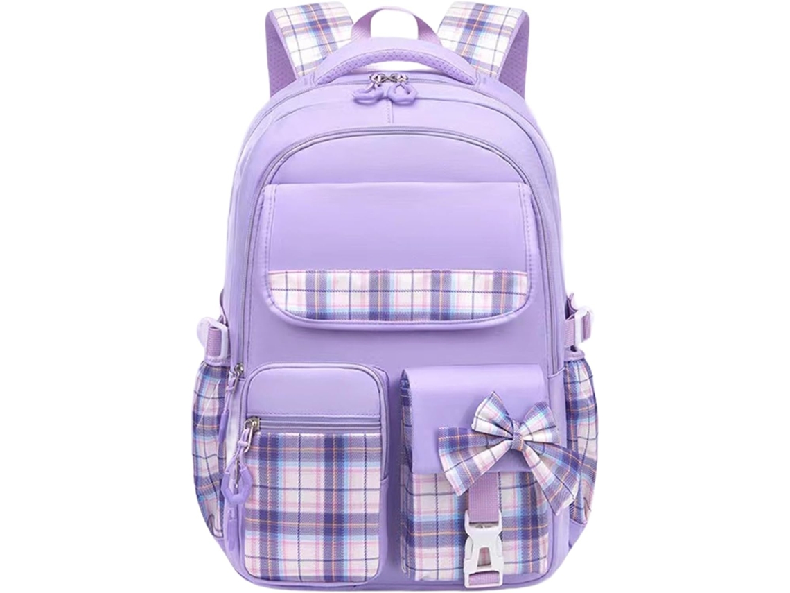 Mochila Escolar Impermeável Com Compartimento Para Computador Portátil 15 Polegadas, Grande Capacidade Roxo, Para Escola E Viagens Elysve