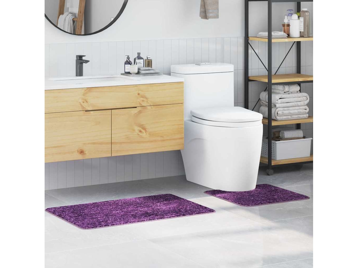 Vidaxl Conjunto De Tapetes De Banho Antiderrapantes 2 Unid. Roxo Pp
