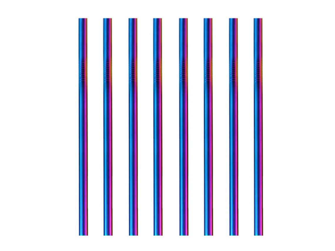 Ferramenta 8 Pçs de Canudo Aço Inoxidável 0 35 Espessura * 6 21 5 Cm Tubo Reto Alta Qualidade Cor Mágica + Escova Canudos Metal UISAVE