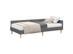 SYFAX™ Estrutura de Cama de Canto com Colchão 2 Pcs Cinzeto Tecido