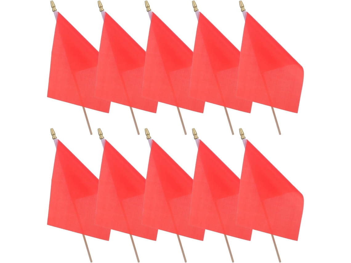 Bandeirinhas de Mão Inoomp Pequenas, Retangulares, 14x21cm, com Haste de Madeira de 30cm e Ponta Dourada. Bandeirinhas CHABERLU