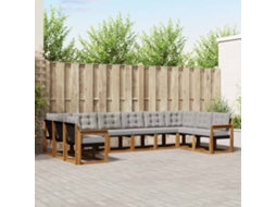 Vidaxl Conjunto De Sofás Para Exterior 10 Unid. Cinza Natural E Claro