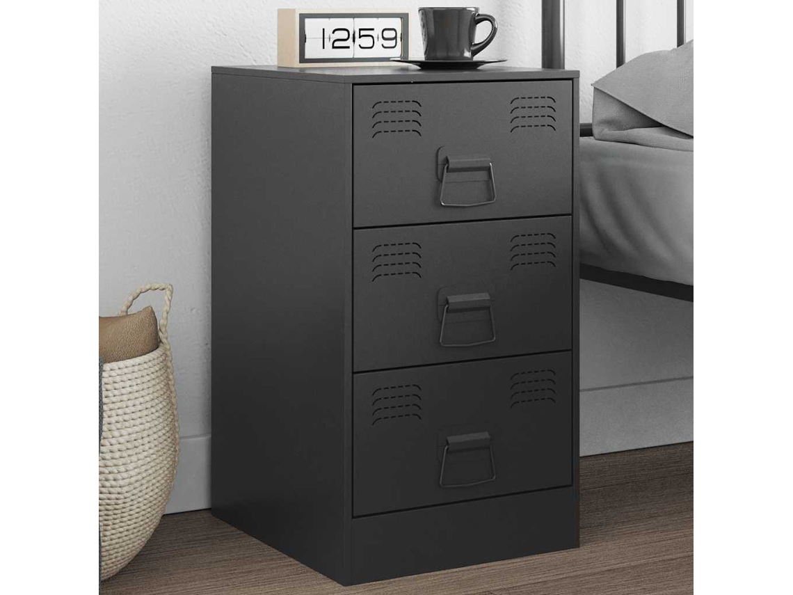 Vidaxl Mesa De Cabeceira 34,5x39x62 Cm Aço Preto