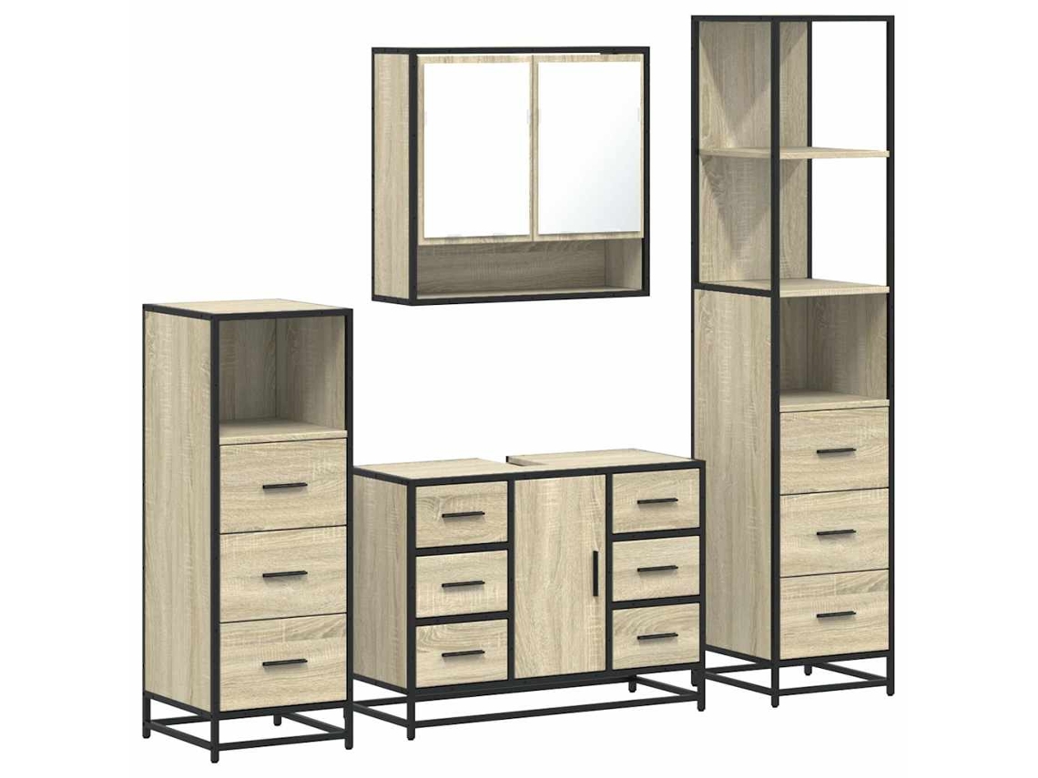 Bathroom Furniture Set, Bathroom Furniture Sets Vidaxl Marrom Madeira Processada (n/a)