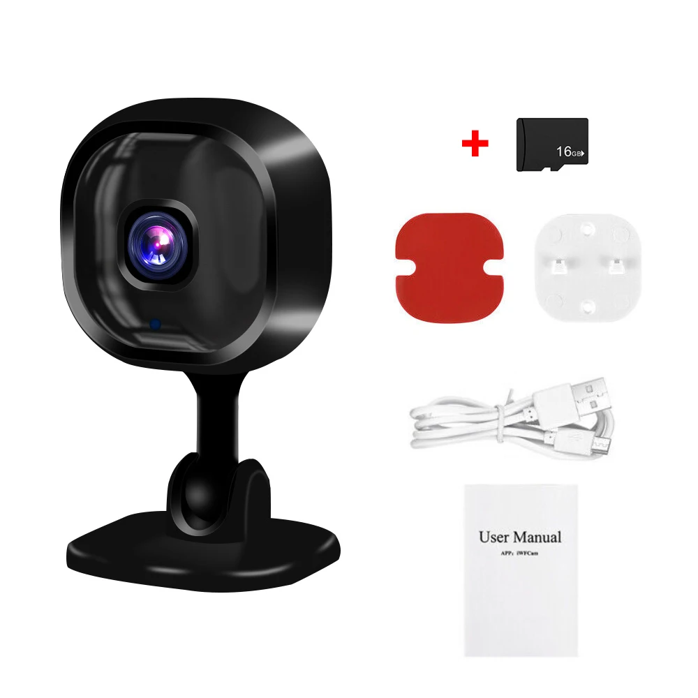 Câmera Wi fi Hd 1080p Mini Detecção de Movimento Visão Noturna Áudio Bidirecional MDUG (preta + 8gb)