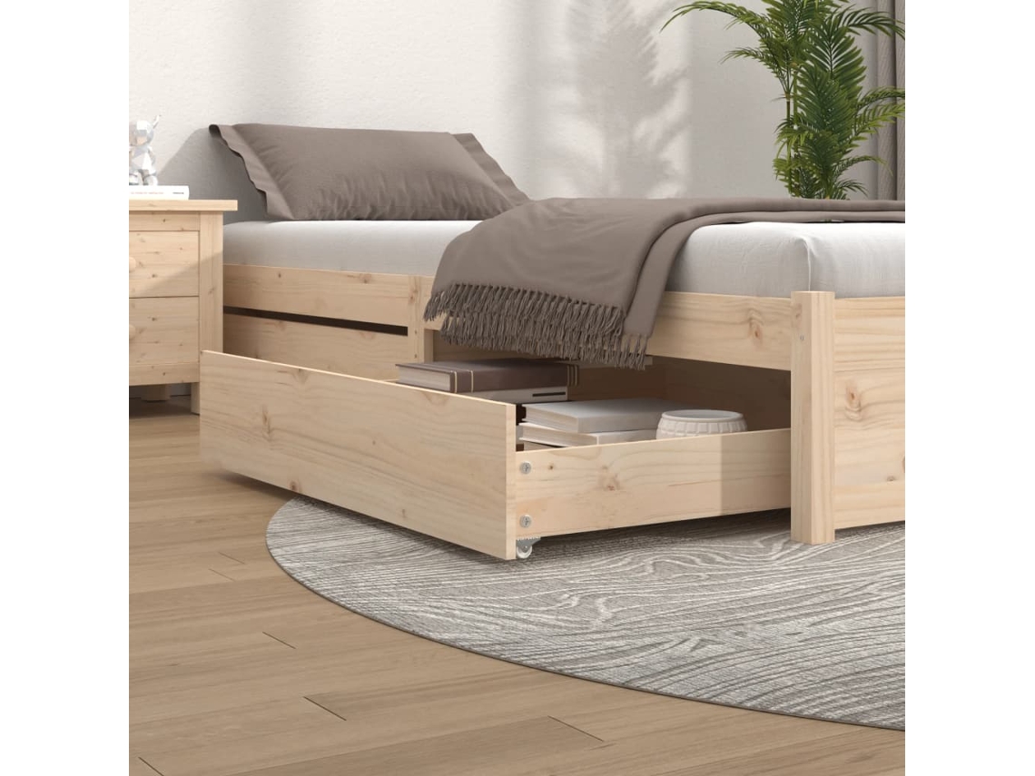 Gavetas De Cama 2 Pcs Madeira De Pinho Maciça