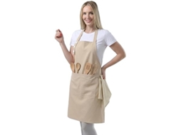 Avental de Cozinha para Senhora, em Algodão Impermeável, com Bolso Ajustável, Ideal para Cozinhar e Fazer Churrascos STELASPLEN