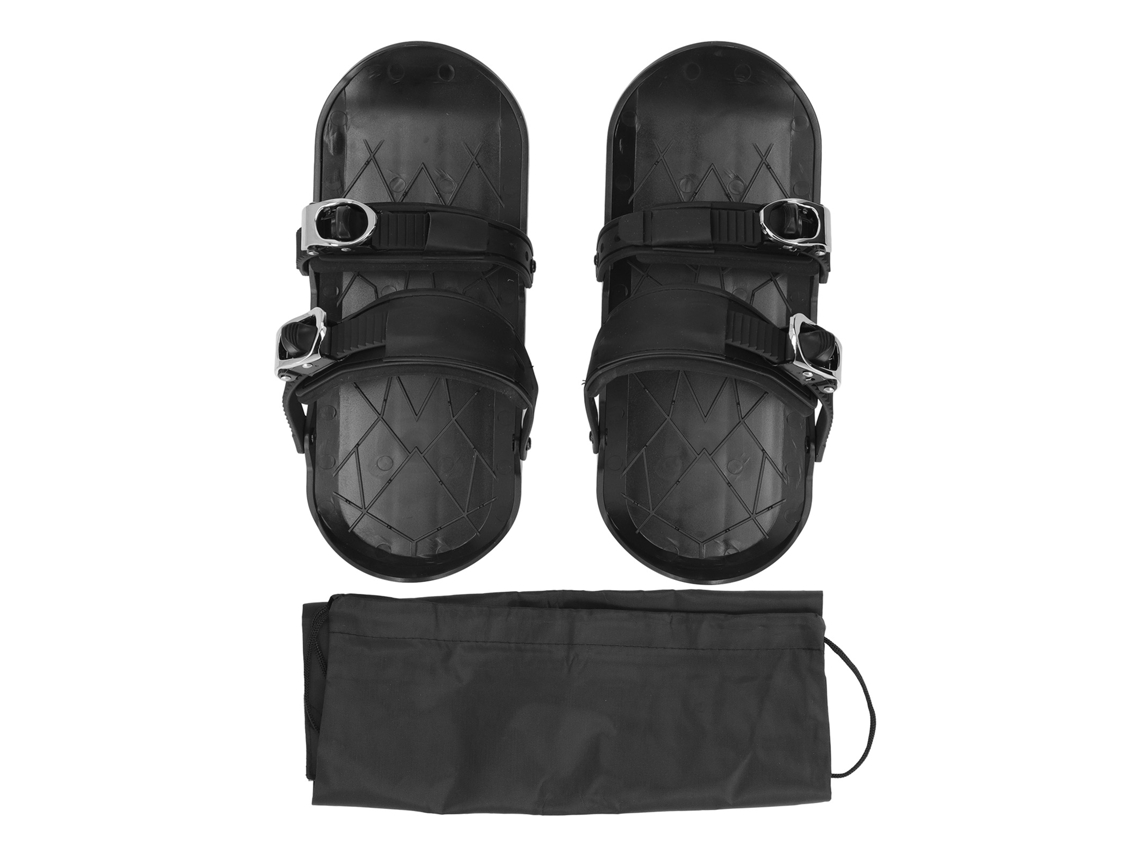 Mini Ski Skates Curtos, Delgados, para Botas de Ski, Outdoor, Preto, Tamanho Único