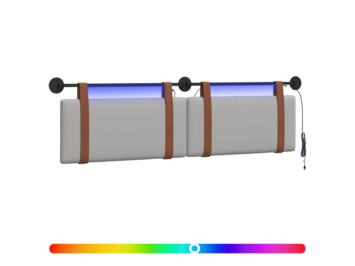 Conjunto 1 Cabeceira Suspensa Vidaxl Cinzento Couro Sintético (170 X 55 X 5 Cm)