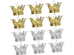 Conjunto De 12 Caixas Doces Lurrose Para Casamento, Com Design Em Formato De Tiara Dourada E Prateada Recipientes