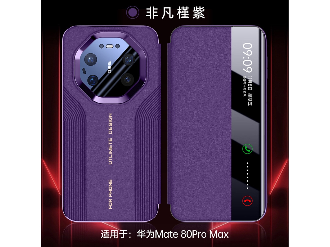 Capa Flip Magnética (huawei Mate80rs Master Roxo) - Textura Em Relevo Aerodinâmica