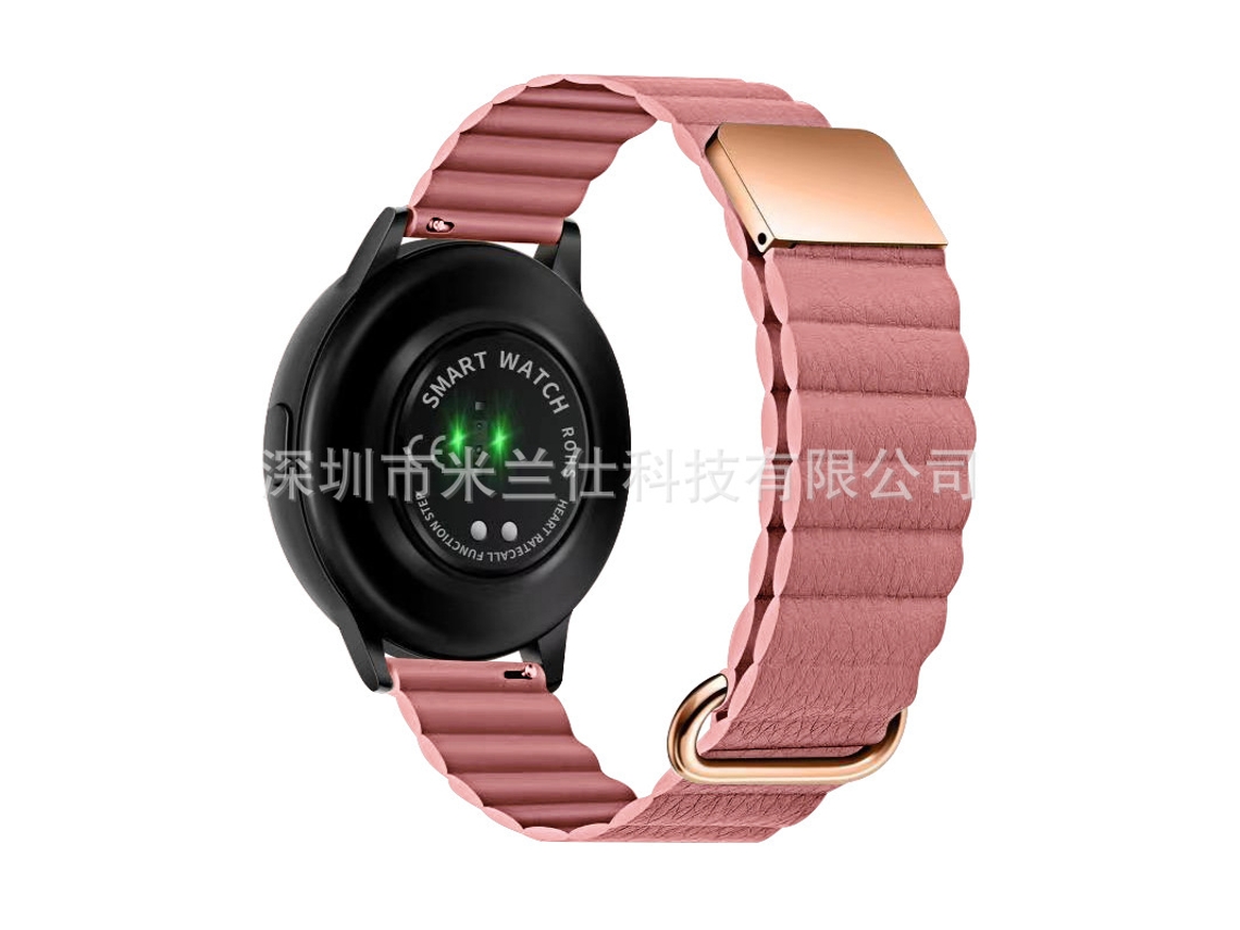 Pulseira De Couro Genuíno Com Fecho Magnético Reverso Para Samsung Galaxy Watch 4rosa Pink 22mm Yunzii (com 2 Barras De Mola Com Interruptor)