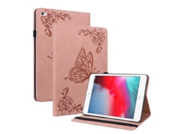 Capa de couro com estampa de borboleta e flor Webake para iPad Mini 2019/4/3/2/1