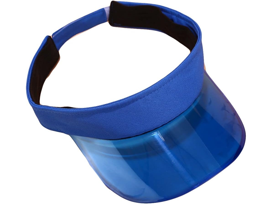 Chapéu de sol unissex, ajustável, em PVC, com abertura frontal, ideal para caminhadas e esportes, cor azul, tamanho único.