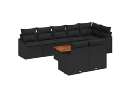 Conjunto 9 Sofá De Jardim Vidaxl Preto Vime Pe (55 X 55 X 37 Cm)