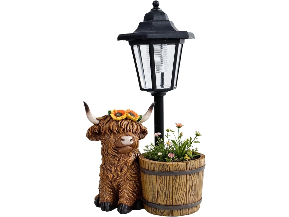 Vaso De Plantas Em Forma De Vaca Com Energia Solar E Luz Integrada, Decoração Para Jardim, Design De Vaca